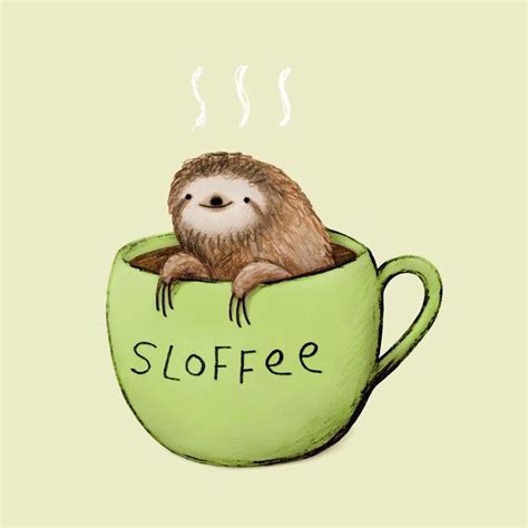 A damned adorable sloth and coffee | Animal puns, Cute animals, Sloth