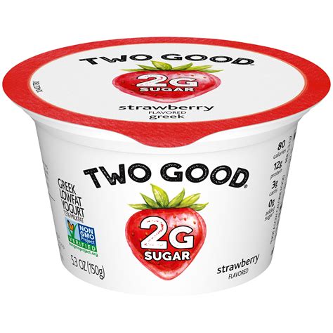 Two Good Lower Sugar Strawberry Flavored Low Fat Greek Yogurt Cultured ...