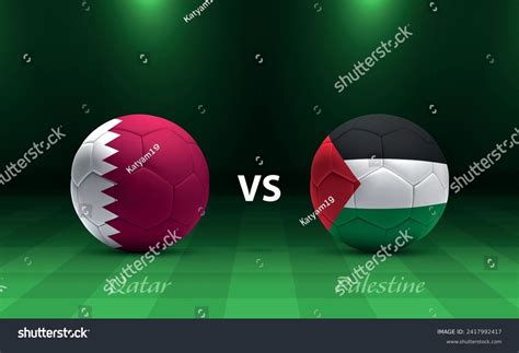 Qatar Vs Palestine Football Scoreboard Broadcast Stock Vector (Royalty ...