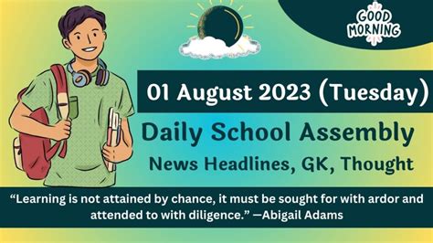 Daily School Assembly Today News Headlines for 01 August 2023