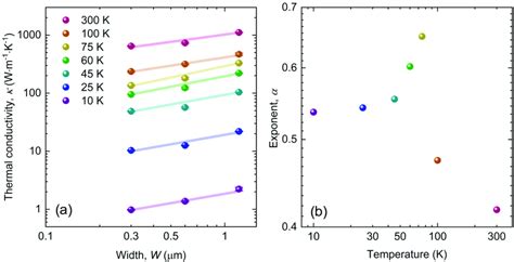 (a) Thermal conductivity as a function of graphite ribbon width at ...