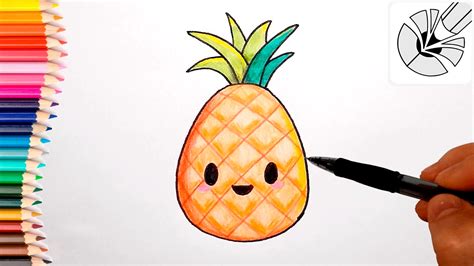 Cute Draws - How to Draw a Cute Pineapple - Draw and Color for Kids ...