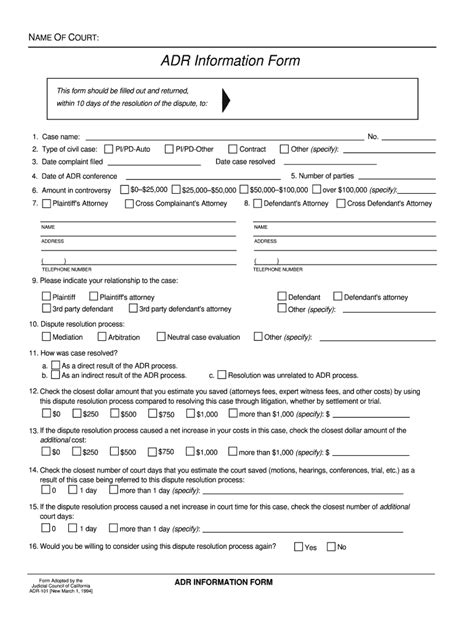 Adr Information Form - Fill Online, Printable, Fillable, Blank | pdfFiller