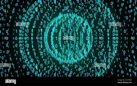 Big and small binary number spheres, computer generated. 3d rendering ...