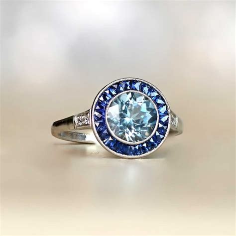 Diamond Aqua Ring - Etsy