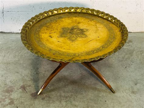 Vintage Spider Leg Coffee Table with Moroccan Brass Tray at 1stDibs | moroccan table legs ...
