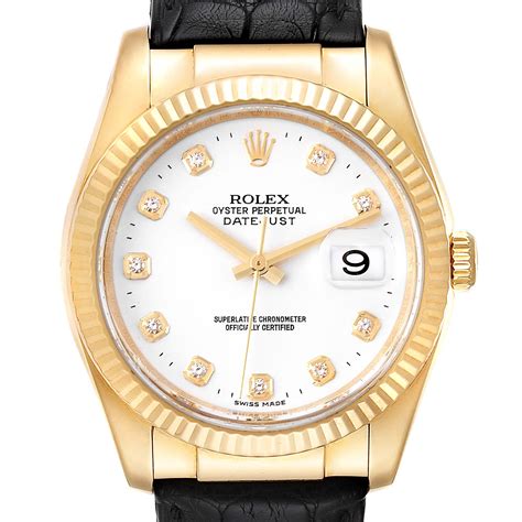 Rolex Datejust 36 Yellow Gold White Diamond Dial Unisex Watch 116138 ...