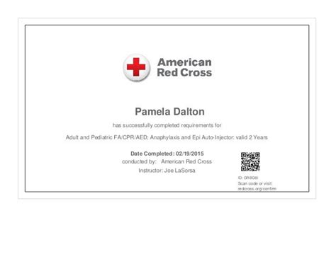 Red Cross CPR and First Aid Certificate