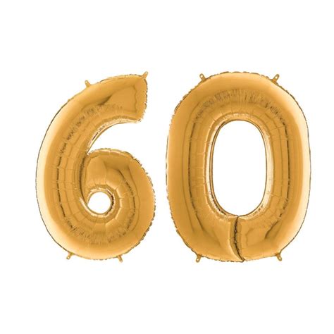 40" Foil Number Balloon - Party Decorations - Assorted Colours & Numbers (Gold, Number 60 ...