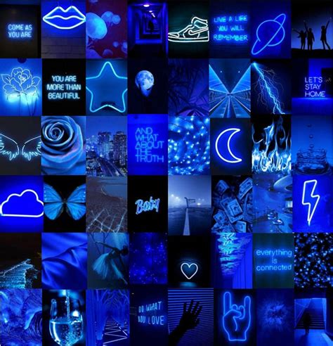 Neon Blue Aesthetic Photo Wall Collage Kit - Etsy | Photo wall collage ...