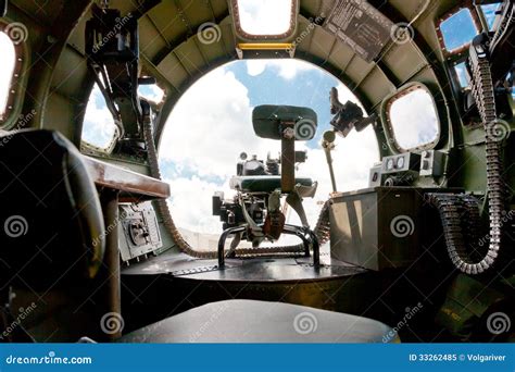 Nose Gun Turret On British Second World War Lancaster Bomber. Sky ...