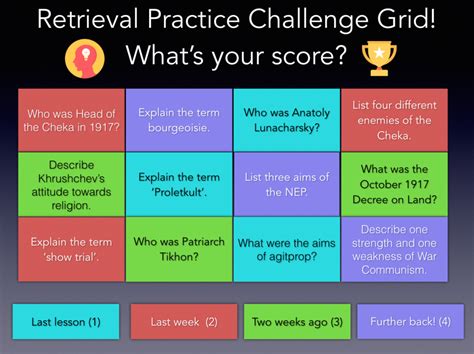 Retrieval Practice Challenge Grids for the classroom – Love To Teach Revision Strategies ...