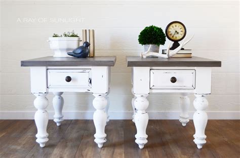 Pair of Farmhouse End Tables, Weathered Wood, Painted Furniture ...