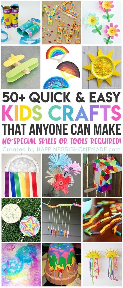 These 50+ quick and easy kids crafts can be made in under 30 minutes using items that you ...