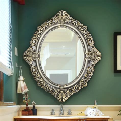 23 Inch Oval Decorative Mirrors Retro Vintage Wall Mouted Bronze Mirrors Home Living Room ...