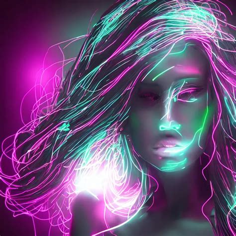 neon girl on black background, 4k, 8k, hdr, octane r... | OpenArt