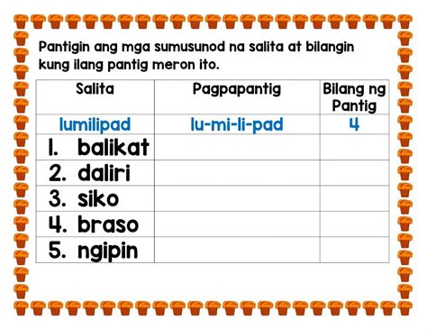 4 Pantig Na Salita - kabuuan apat