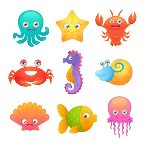 Free Vector | Cute sea animals