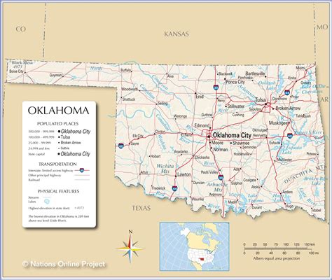 Map of the State of Oklahoma, USA - Nations Online Project