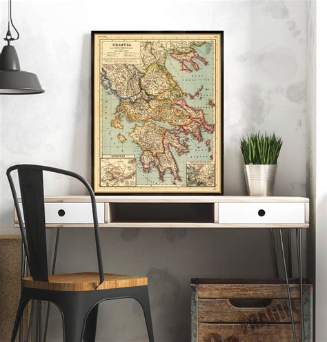 Map of Greece Historic Map of Greece Old Map Fine Print on Fine Coated ...