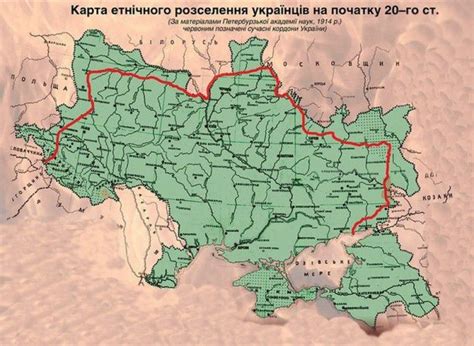 Карта этнического расселения украинцев в начале ХХ в. (По материалам Петербурсзькои академии ...