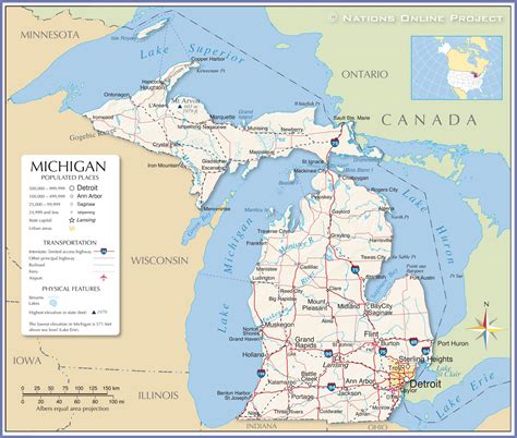 Map of the State of Michigan, USA - Nations Online Project