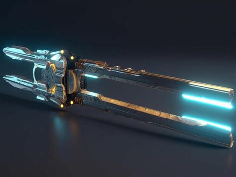 Premium AI Image | A large sword with blue lights is shown.