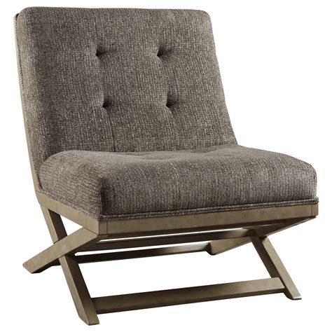 Ashley Signature Design Sidewinder Wood X-Base Armless Accent Chair with Fabric Upholstery ...