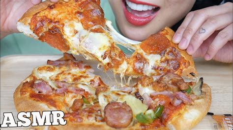 ASMR PIZZA (DELUXE PEPPERONI HAWAIIAN) EATING SOUNDS | SAS-ASMR - YouTube