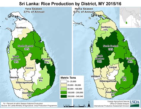 Rice production map of Sri Lanka