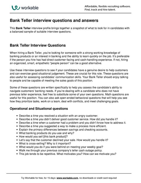 Bank teller interview questions - Bank Teller Interview Questions When ...