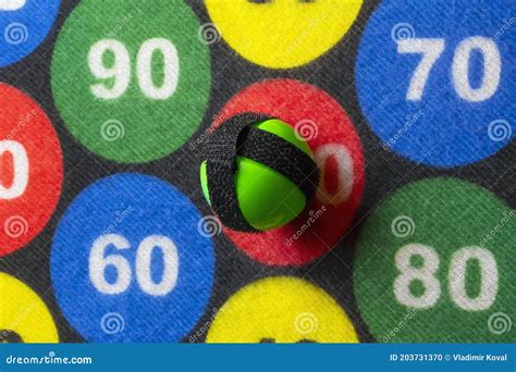 Children`s Darts.Velcro Balls Defeat the Target.Close Up Stock Photo - Image of ball, leisure ...