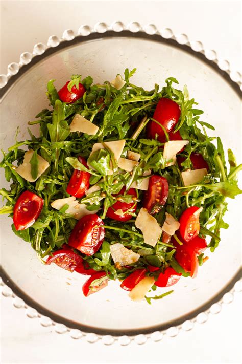 Rocket Salad With Parmesan, Tomato and Balsamic Dressing - Knife and Soul