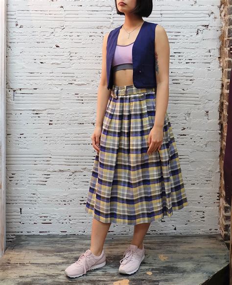 Vintage Skirt 1980s 1990s, High Waisted, Plaid, School Uniform, Midi ...