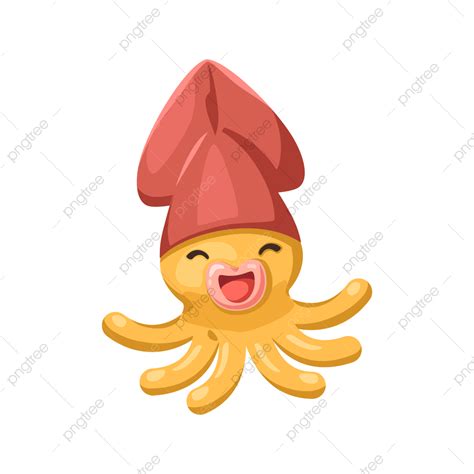 Funny Cartoon Character Vector PNG Images, Cute Funny Squid In Cartoon Character Background ...