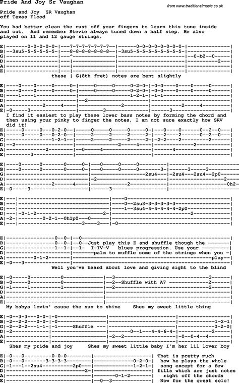 Blues Guitar lesson for Pride And Joy Sr Vaughan, with Chords, Tabs ...