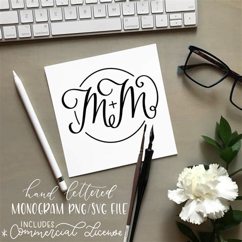 MM PNG SVG File Hand Lettered Monogram Handmade Cut File - Etsy