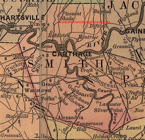 Smith County, Tennessee 1888 Map | Tennessee map, Tennessee, County map