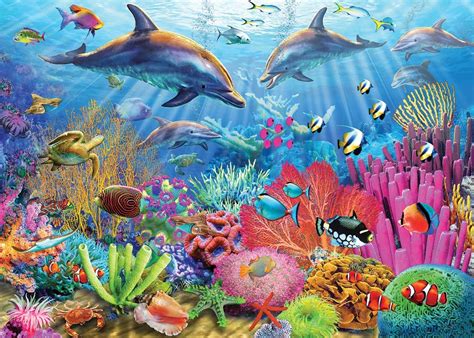 Dolphin Coral Reef Fish Children's Puzzles Photo Wallpaper, Mural ...