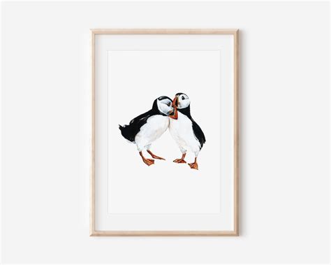 A Pair of Puffins Print Puffin Painting Wall Art Wildlife - Etsy