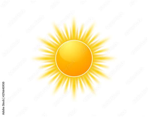 Realistic sun icon for weather design. Sunshine symbol happy orange ...