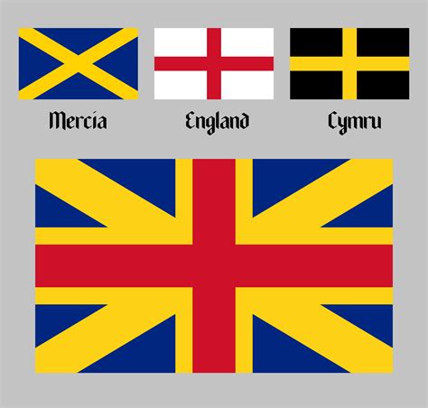 Flag of the United Kingdom of England, Mercia and Wales : r/vexillology