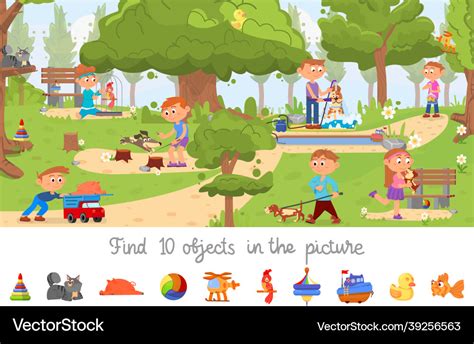 Hidden object game puzzle location find objects Vector Image