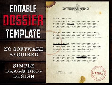 Editable Dossier Template Distressed Document Prop Top - Etsy Australia