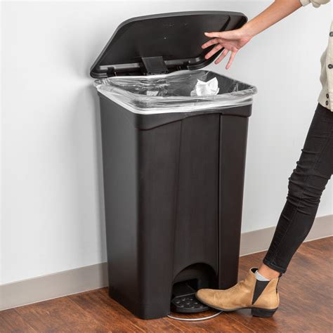 Lavex Janitorial 92 Qt. / 23 Gallon Black Rectangular Step-On Trash Can