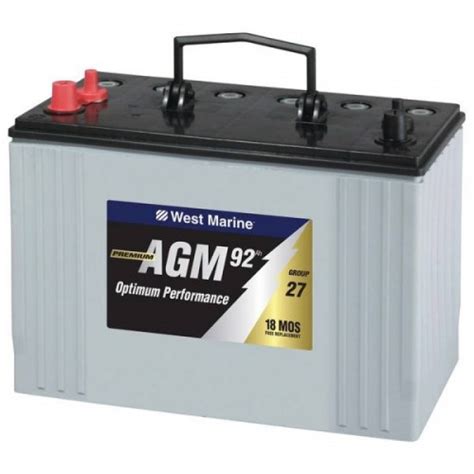 Group 27 Dual-Purpose AGM Battery, 92 Amp Hours | Marine, Accessories