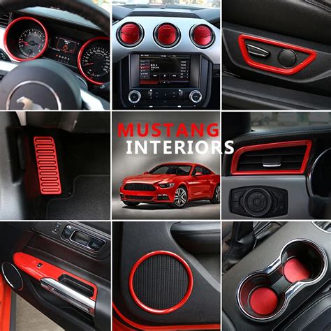 Fits for Ford Mustang car styling Red interior car accessories chrome stickers Full set car ...