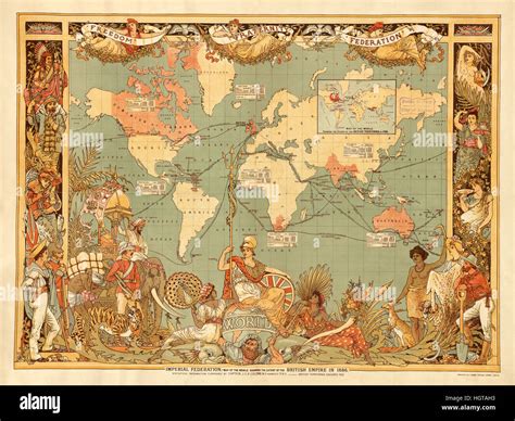 Map Of The British Empire 1886 Stock Photo - Alamy