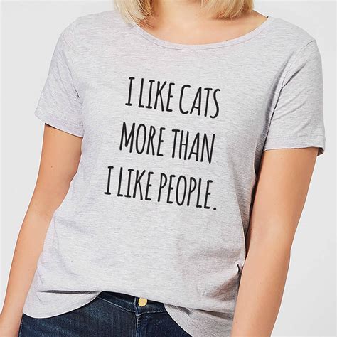 I Like Cats More Than People Women's T-Shirt - Grey - XXL - Grey in 2020 | T shirts for women ...