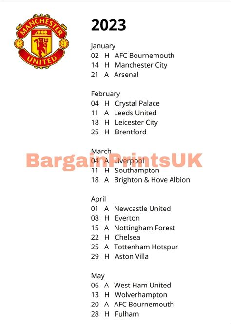 Manchester United Fixtures 2024 - Evonne Mariejeanne